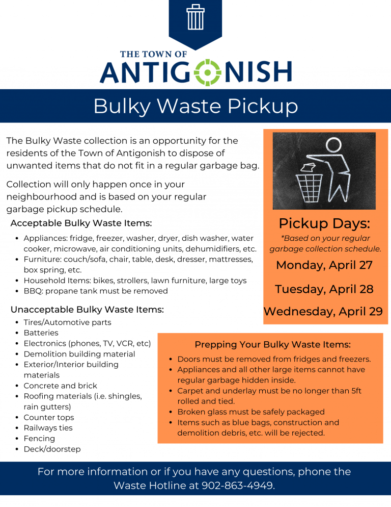 Town of Antigonish Spring Bulky Waste Collection ERSWM
