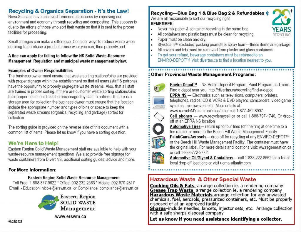Business Waste Sorting Guide ERSWM